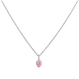 Collier avec pendentif en argent sterling et cristal rose en forme de cœur, 35 à 55 cm