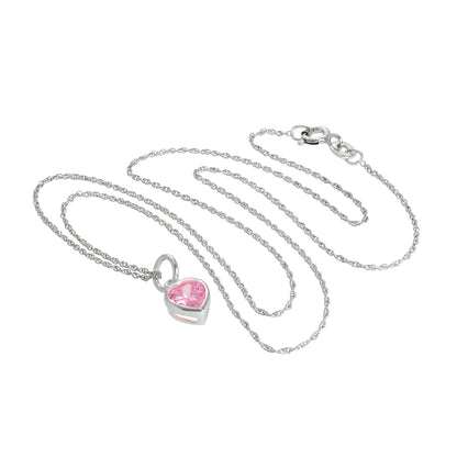 Collier avec pendentif en argent sterling et cristal rose en forme de cœur, 35 à 55 cm