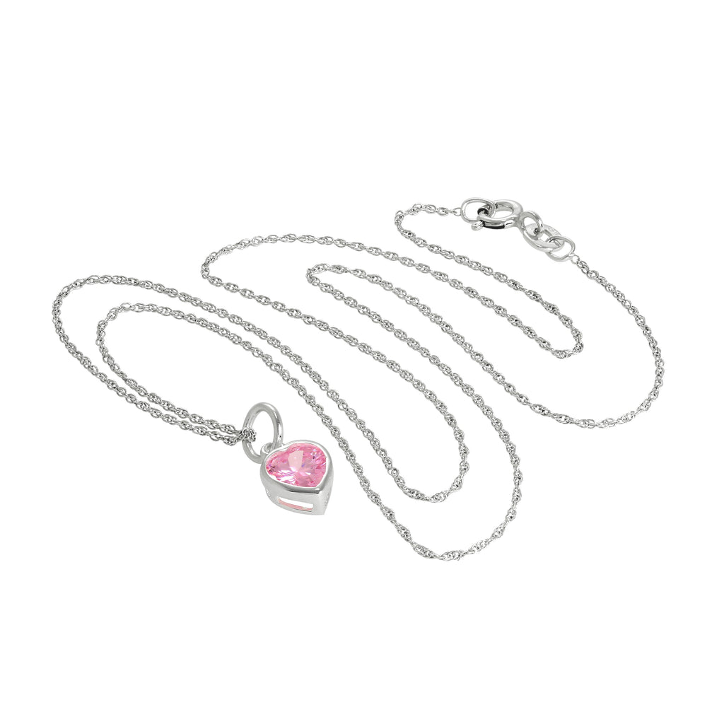 Collier avec pendentif en argent sterling et cristal rose en forme de cœur, 35 à 55 cm