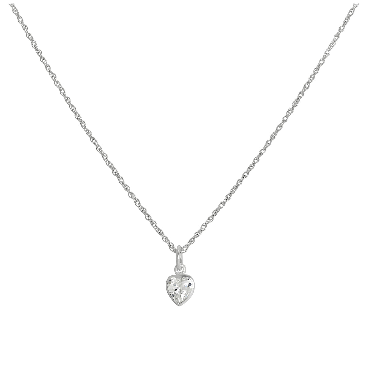 Collier avec pendentif en forme de cœur en argent sterling et cristal, 35 à 55 cm