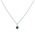 Collier avec pendentif en argent sterling et cristal vert émeraude en forme de cœur, 35 à 55 cm