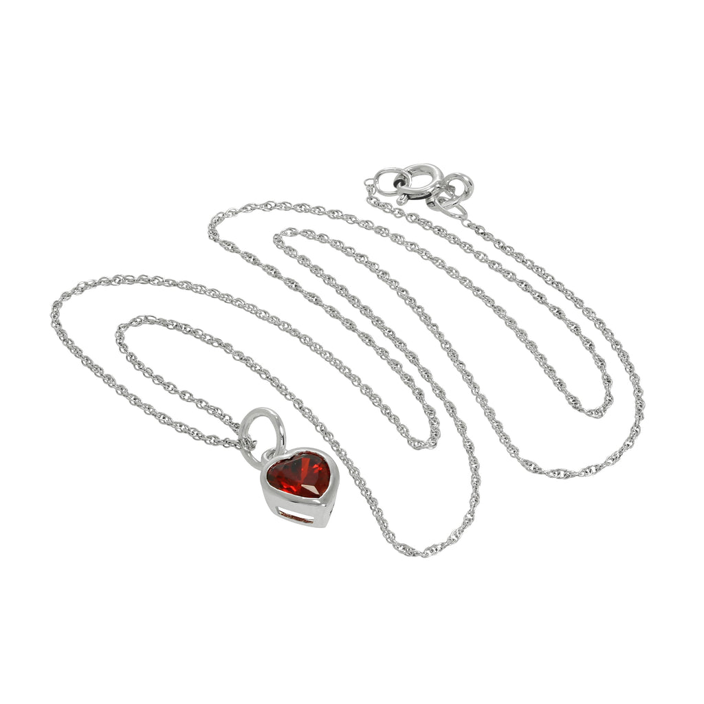 Collier avec pendentif cœur en argent sterling et cristal rouge Siam, 40 à 50 cm