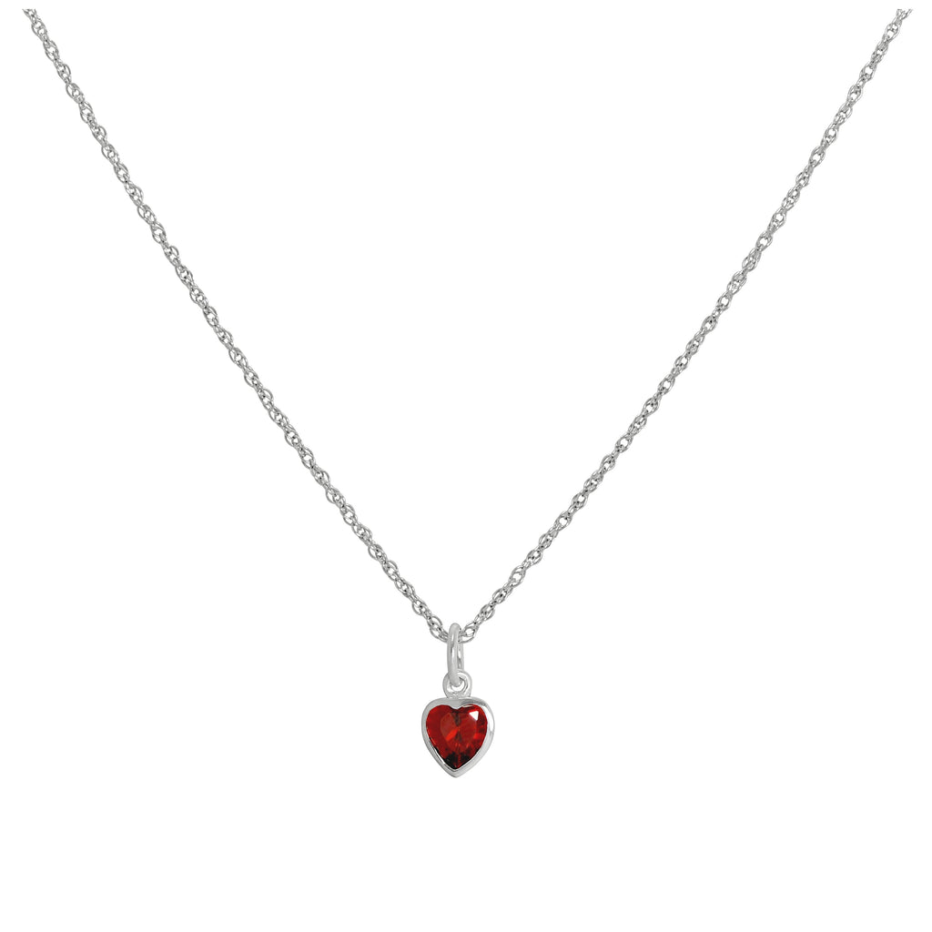 Collier avec pendentif cœur en argent sterling et cristal rouge Siam, 40 à 50 cm
