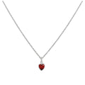 Collier avec pendentif cœur en argent sterling et cristal rouge Siam, 40 à 50 cm