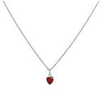 Collier avec pendentif cœur en argent sterling et cristal rouge Siam, 40 à 50 cm