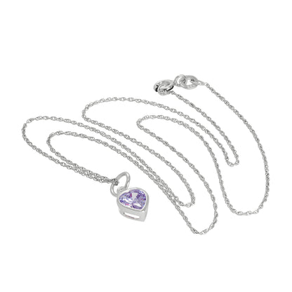 Collier avec pendentif en argent sterling et cristal violet, 35 à 55 cm
