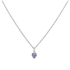 Collier avec pendentif en argent sterling et cristal violet, 35 à 55 cm