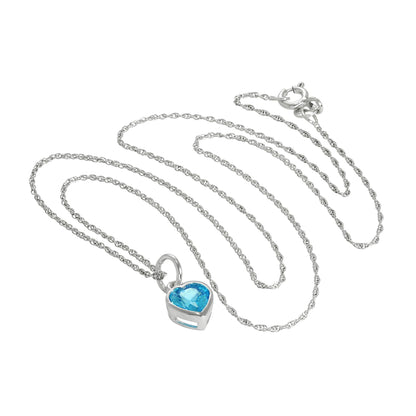 Collier avec pendentif en argent sterling et cristal bleu en forme de cœur, 35 à 55 cm