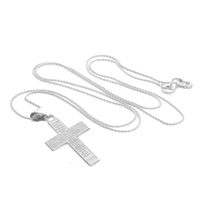 Collier pendentif croix en argent sterling avec Notre Père