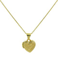 Petit médaillon en forme de cœur gravé en or 9 carats sur chaîne