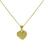 Petit médaillon en forme de cœur gravé en or 9 carats sur chaîne