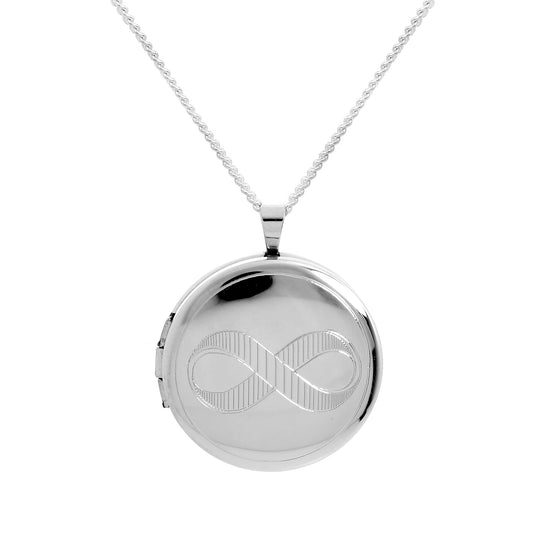 Médaillon rond infini en argent sterling sur chaîne