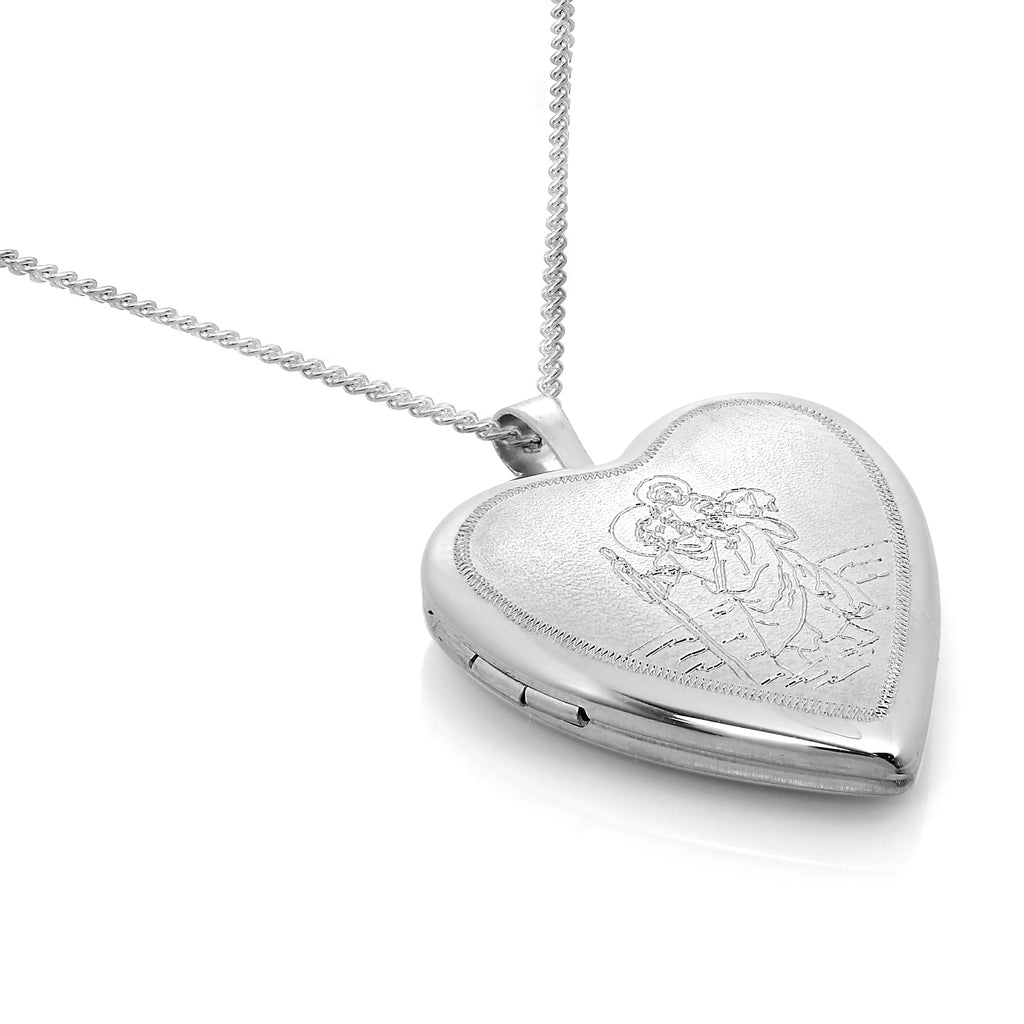 Médaillon en argent sterling gravé Saint Christophe amoureux sur chaîne
