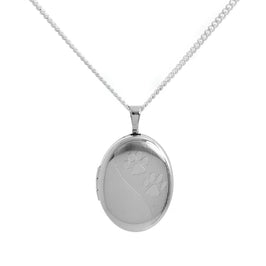 Médaillon ovale en argent sterling avec empreinte de patte d'animal sur chaîne