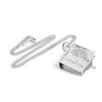 Médaillon arbre généalogique en argent sterling avec 6 photos et livre sur chaîne
