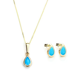 Ensemble pendentif et boucles d'oreilles à tige en or 9 carats et pierre de naissance de décembre