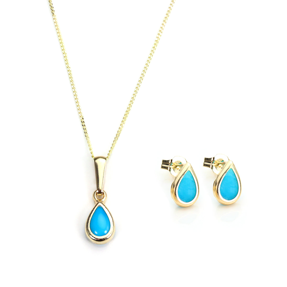 Ensemble pendentif et boucles d'oreilles à tige en or 9 carats et pierre de naissance de décembre