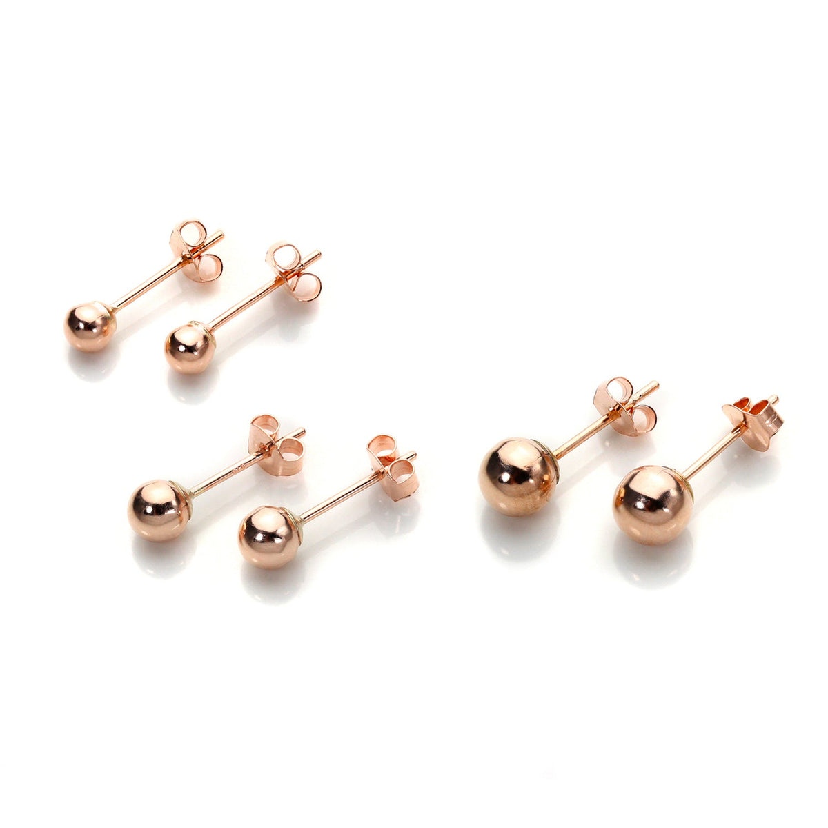 Ensemble de boucles d'oreilles classiques à tige en or rose 9 carats