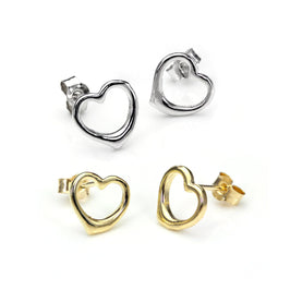 Ensemble de boucles d'oreilles à tige en or mixte 9 carats avec cœur ouvert