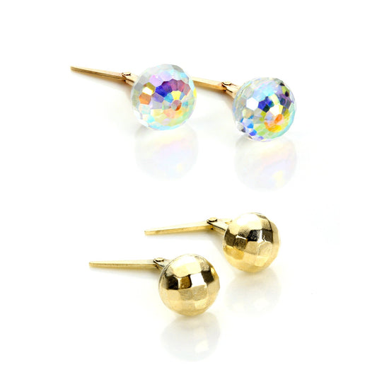 Ensemble de boucles d'oreilles à tige Andralok Mirrorball en or 9 carats et cristal