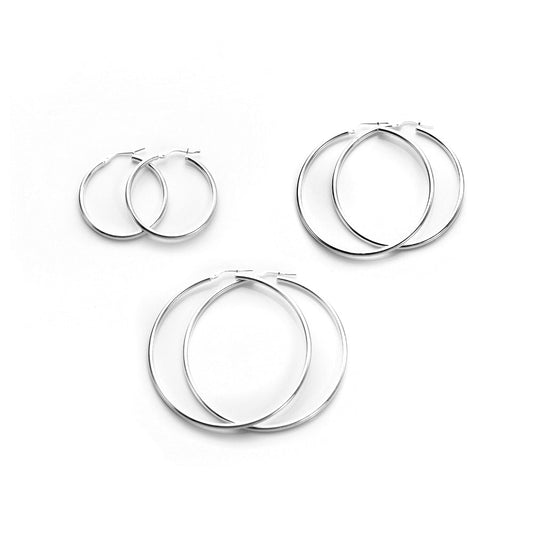 Ensemble de créoles de tous les jours en argent sterling de taille moyenne