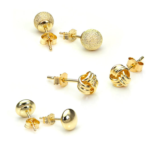 Ensemble de boucles d'oreilles à tige classiques de luxe en or 9 carats de 5 mm
