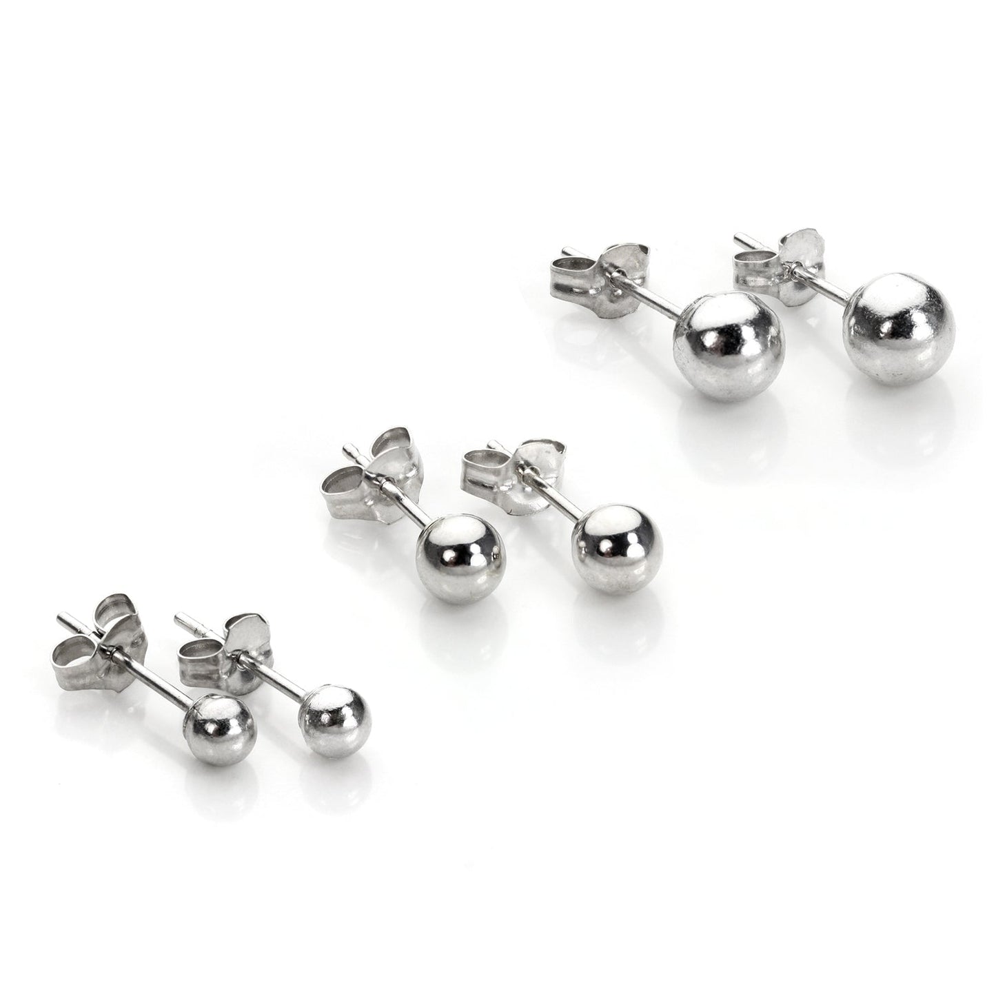 Ensemble de boucles d'oreilles classiques à tige en or blanc 9 carats