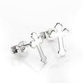Boucles d'oreilles à tige en argent sterling avec petites croix bourgeonnantes