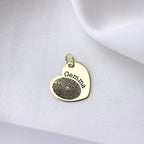 Breloque personnalisée en forme de cœur avec empreinte digitale en or 9 carats