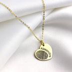 Breloque personnalisée en forme de cœur avec empreinte digitale en or 9 carats