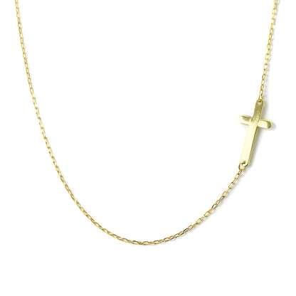 Collier chaîne fine en or 9 carats avec croix 40 cm
