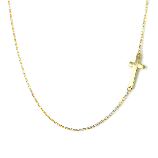 Collier chaîne fine en or 9 carats avec croix 40 cm