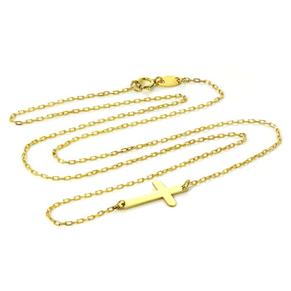 Collier chaîne fine en or 9 carats avec croix 40 cm