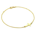 Bracelet chaîne fine en or 9 carats avec croix 19 cm