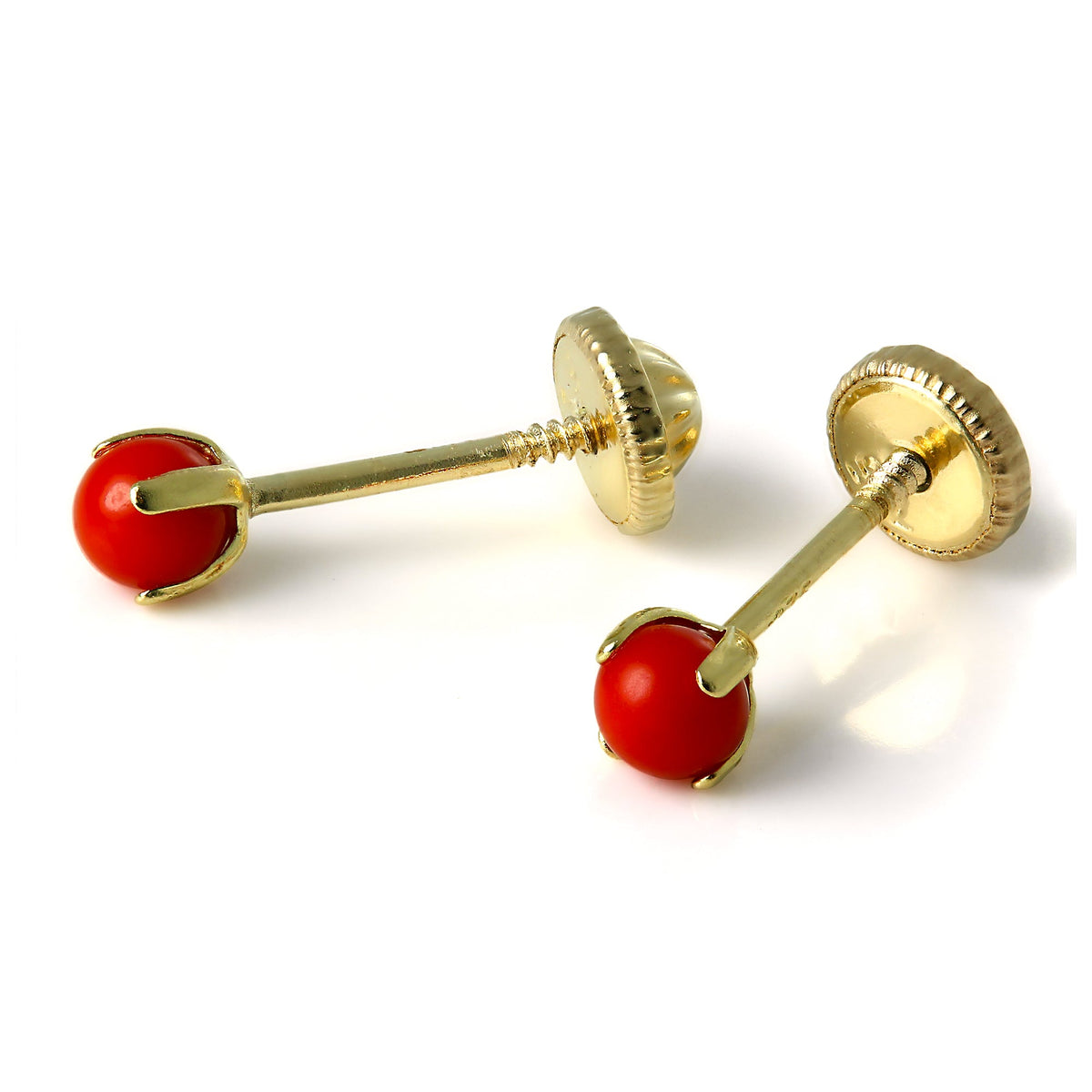 Boucles d'oreilles à tige en or 9 carats et corail rouge à vis