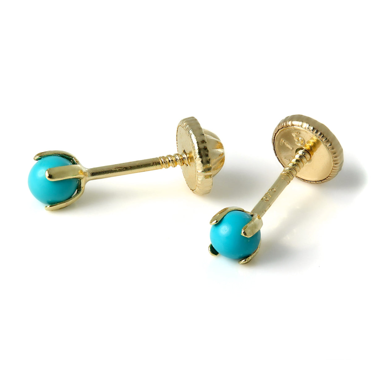 Boucles d'oreilles à tige en or 9 carats et turquoise avec fermoir à vis
