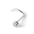 Vis de nez en or blanc 9 carats et cristal CZ transparent rond de 2 mm