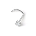 Vis de nez en or blanc 9 carats et cristal CZ rond transparent de 2 mm