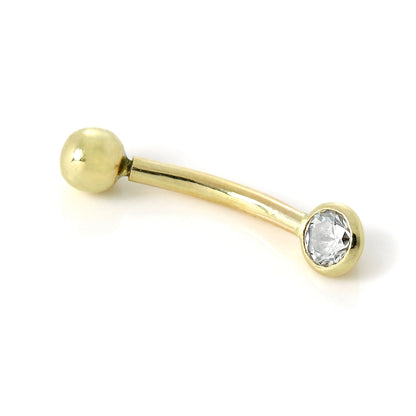Piercing labret pour sourcil en or 9 carats avec cristal CZ transparent de 3 mm
