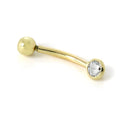 Piercing labret pour sourcil en or 9 carats avec cristal CZ transparent de 3 mm