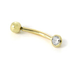 Piercing labret pour sourcil en or 9 carats avec cristal CZ transparent de 3 mm