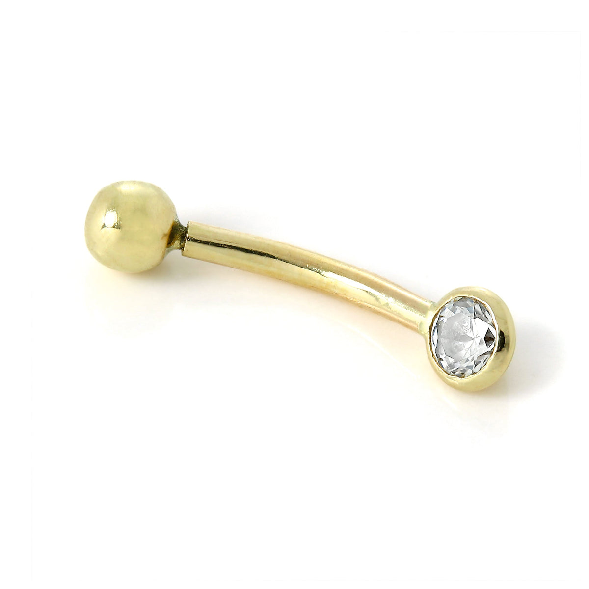 Piercing labret pour sourcil en or 9 carats avec cristal CZ transparent de 3 mm