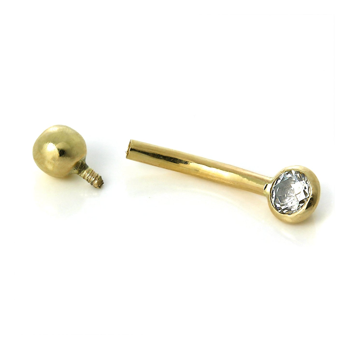 Piercing labret pour sourcil en or 9 carats avec cristal CZ transparent de 3 mm
