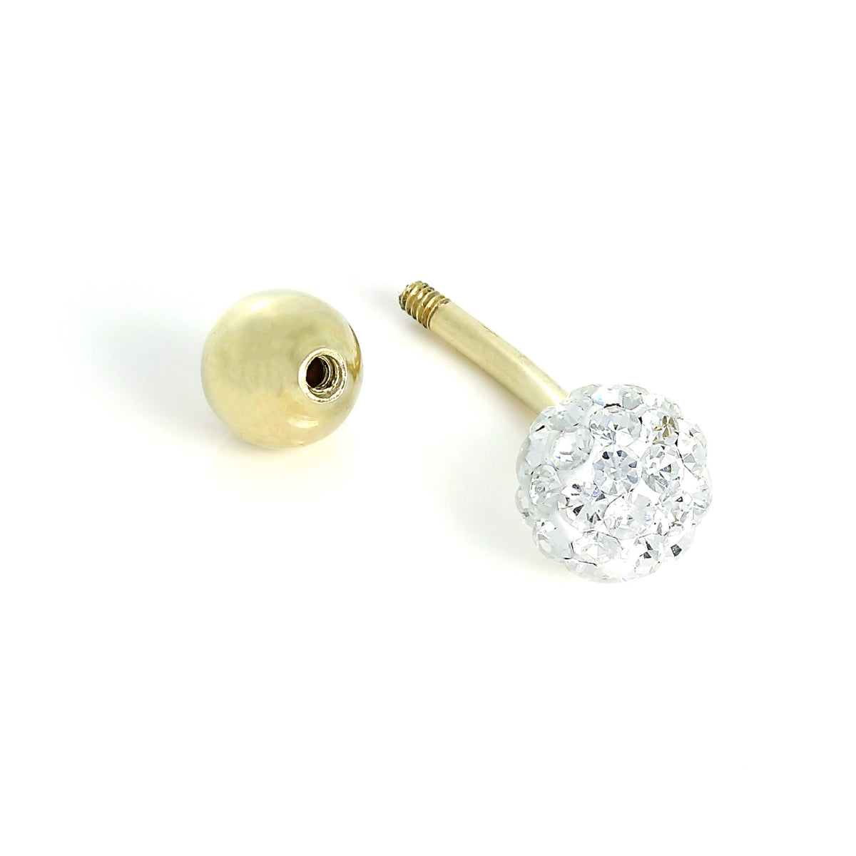 Piercing nombril en or 9 carats et boule de cristal CZ transparent