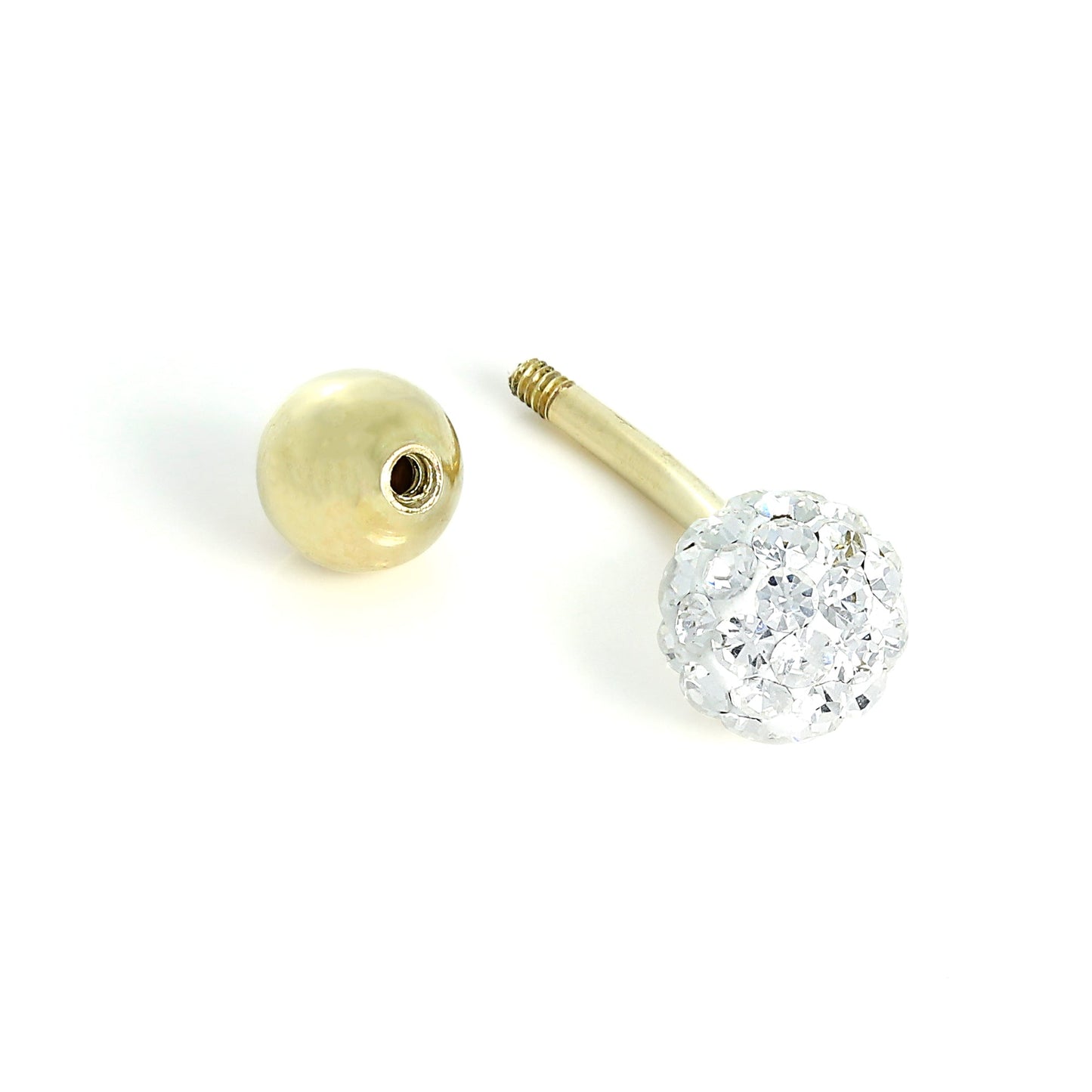 Piercing nombril en or 9 carats et boule de cristal CZ transparent