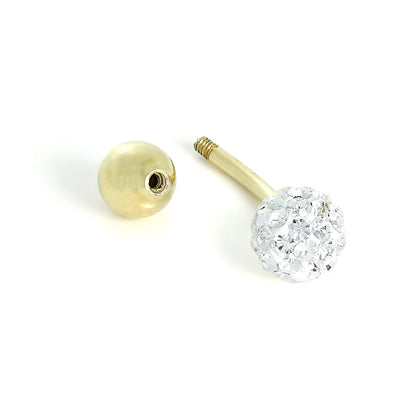 Piercing nombril en or 9 carats et boule de cristal CZ transparent