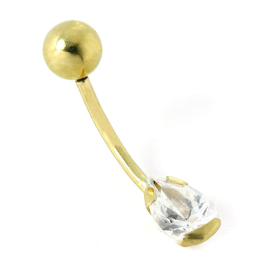 Piercing de nombril en forme de poire en or 9 carats et cristal CZ