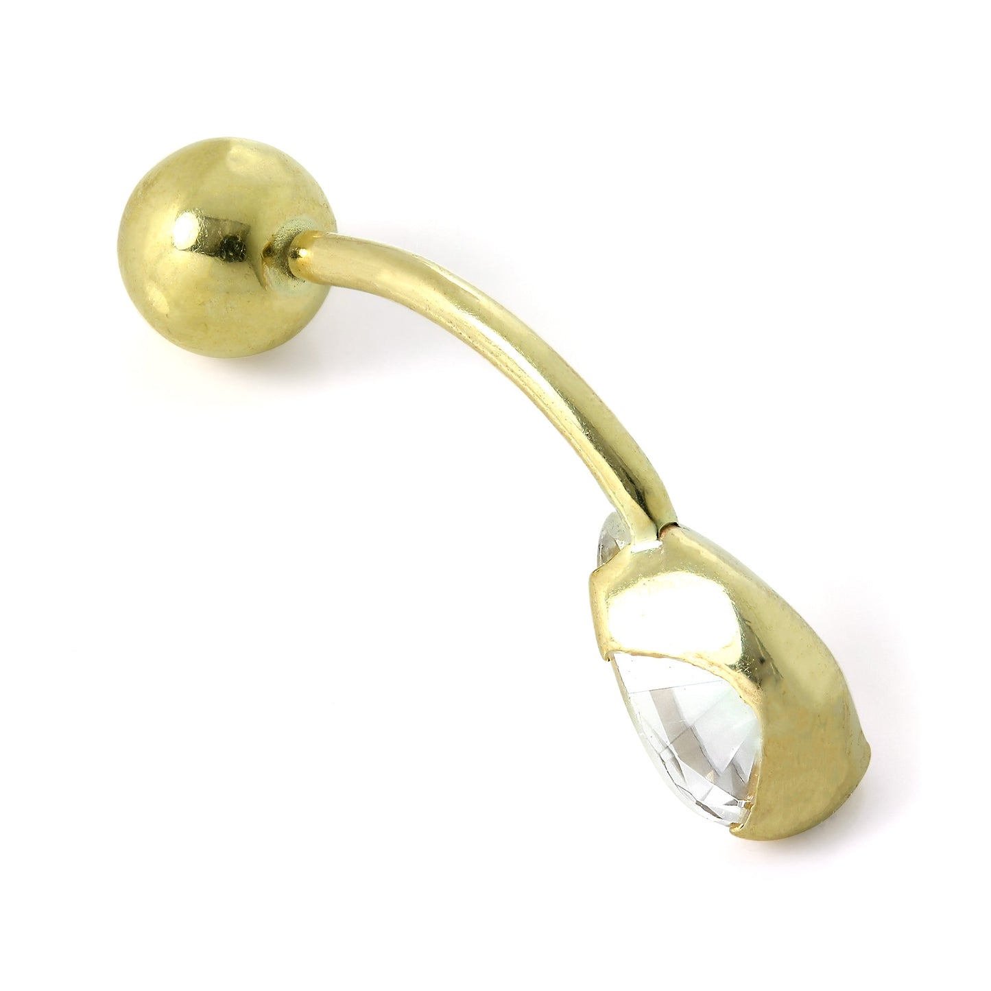 Piercing de nombril en forme de poire en or 9 carats et cristal CZ