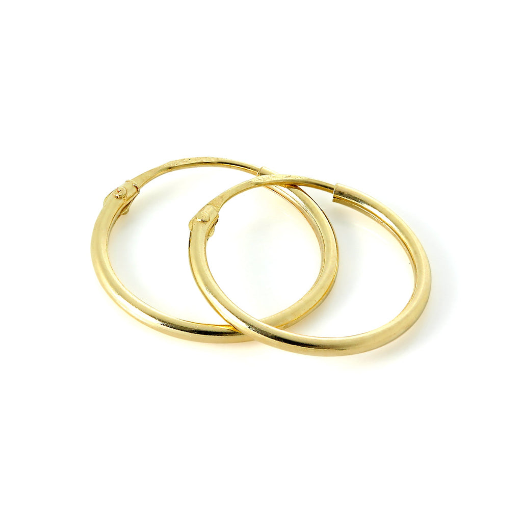 Boucles d'oreilles créoles légères en or jaune 14 carats, 10 mm - 13 mm
