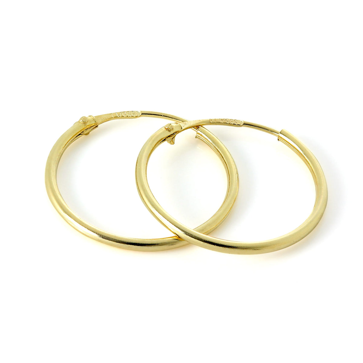 Boucles d'oreilles créoles légères en or jaune 14 carats, 10 mm - 13 mm